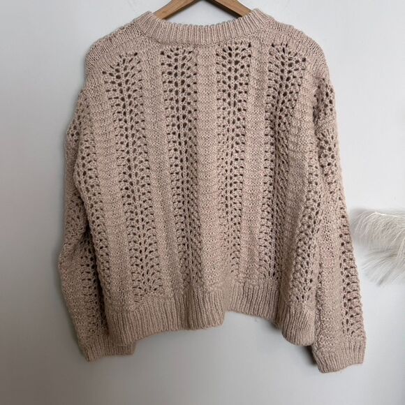 Madewell Pointelle Crochet Pullover Sweater Cream / Blush - Picture 6 of 7